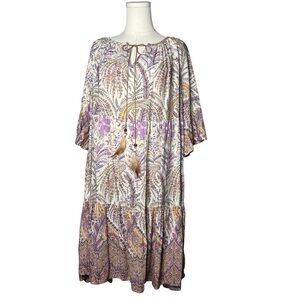 NEW Made in Italy Boho Floral Tiered Mini Dress Bohemian Vacation Resortwear